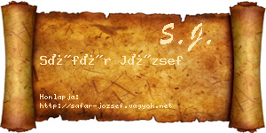 Sáfár József névjegykártya
