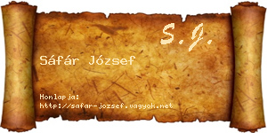 Sáfár József névjegykártya